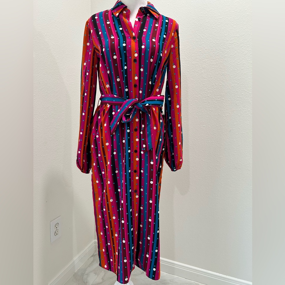 Abbott Elementary Colorful Striped Polka Dotted Women's Dress, Size XS, NWT